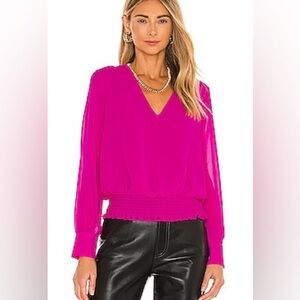 1. STATE SMOCKED BOTTOM BLOUSE IN PARTY PINK